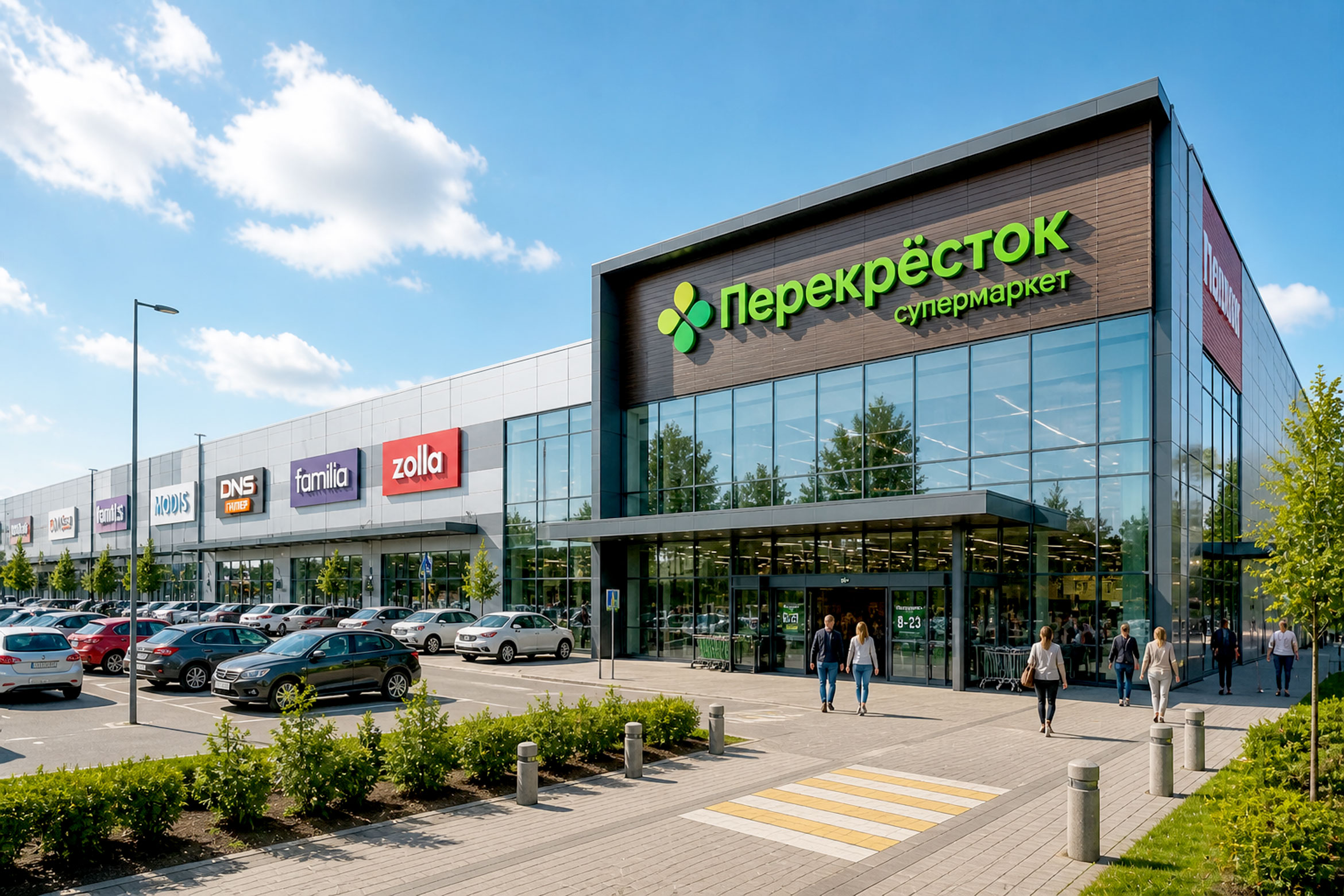 Торговый комплекс с якорным супермаркетом и галереей магазинов